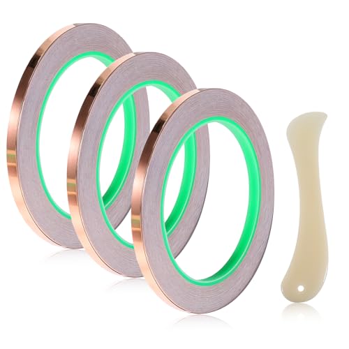 Lusofie 3 Rollen Kupferband Selbstklebend Kupferfolie Klebeband Mit Schaber 20m X 6mm Leitfähiger Copper Tape Kupferfolienband Klebstoff Für Buntglas Emv-Abschirmung Elektro Reparatur Löten Basteln Lusofie 3 Rollen Kupferband Selbstklebend Kupferfolie Klebeband Mit Schaber 20m X 6mm Leitfähiger Copper Tape Kupferfolienband Klebstoff Für Buntglas Emv-Abschirmung Elektro Reparatur Löten Basteln von Lusofie