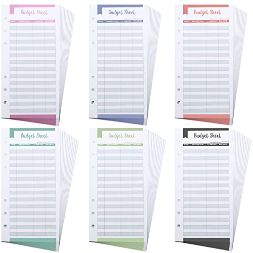 Lusofie 60 Stück Budgetblatt Budget Sheets A6 Nachfüllpapier Budget Planner Deutsch Zubehör A6 Budgetblatt mit 6 Loch Budgetblätter für Binder Notizbuch Blatt Budgetplaner Notizpapier Set von Lusofie