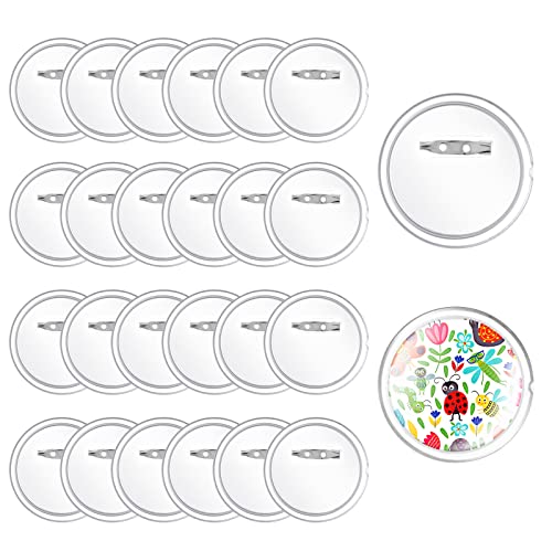 Lusofie Buttons Selber Machen 12 Stück Acryl Knopf Band Pin Design Transparent Button Pins Blanko Knopf Pins für Bastelbedarf DIY Abzeichen Schulprojekte (2,27 Zoll) von Lusofie