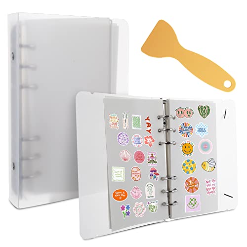 Lusofie Transparentes Stickerbuch Sammelalbum Wiederverwendbares Sticker Sammelbuch mit Scratcher Activity Sticker Aufbewahrung Blanko Ordner zum Sammeln von Sticker Etiketten (40 Blatt, A6) von Lusofie