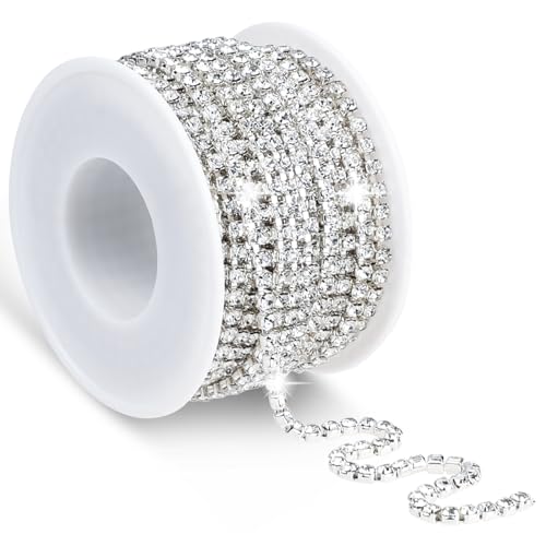 Silber Strassband 10yards 3mm Glänzendes Glitzerband Dekoration Strasssteine zum Nähen Basteln Kleidung DIY Nähen Schmuck von Lusofie