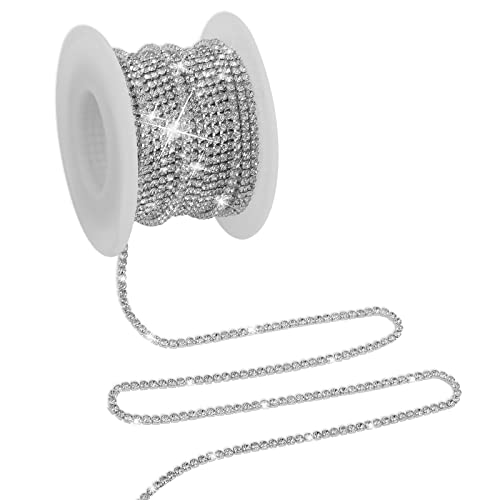 Silber Strassband 10 Yards 2 mm Glänzendes Strasssteine zum Aufnähen für Kunsthandwerk Kleidung Nähen Schmuck DIY Hochzeits Dekoration von Lusofie