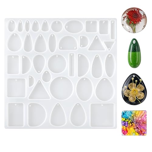 Silikonformen Epoxidharz Schmuck Set,Anhänger Resin Formen, 38 Mulden, Epoxidharz Formen Silikon Set, für Anhänger Halskette Schmuck DIY Kunst Machen Dekoration von Lusofie