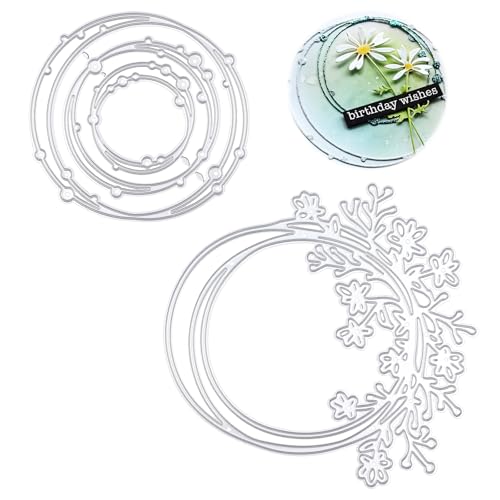 Stanzformen für Kartenherstellung, Kreis-Blumen, Metall-Stanzformen, Hochzeits-Spitzenschablone für Bastelarbeiten, Scrapbooking, geprägte Kartenherstellung, Fotoalbum, Dekoration, Zubehör, 2 Stück Stanzformen für Kartenherstellung, Kreis-Blumen, Metall-Stanzformen, Hochzeits-Spitzenschablone für Bastelarbeiten, Scrapbooking, geprägte Kartenherstellung, Fotoalbum, Dekoration, Zubehör, 2 Stück von Lusofie