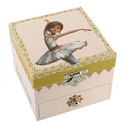 Schmuckkästchen / Schmuckdose / Schmuckschatulle aus Holz mit Spieluhr, tanzenden Ballerina und Félicie-Dekor, die kleine Ballerina aus dem Film "Ballerina" - Schwanensee (P. I. Tschaikowski) von Lutèce Créations