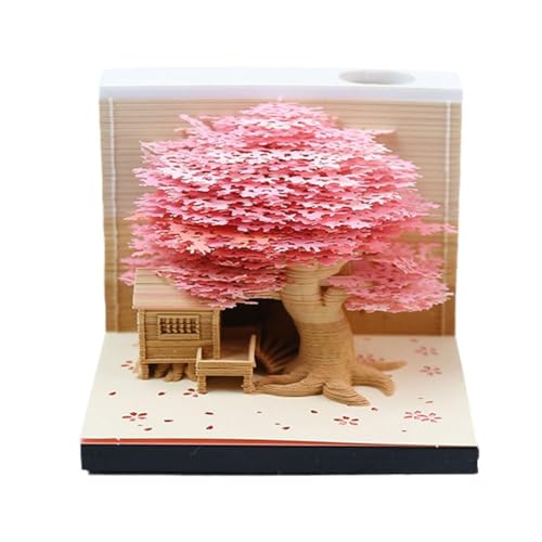 Omoshiroi Block 3D Notizblock Memo Pad 2024 Calenda handzerrissener Baum Papier Skulptur Geschenk 3D Papier Haus Y0K6 Geburtstag Notiz von Lutiore