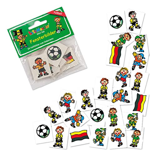 24 Fensterbilder * FUSSBALLER FRITZ FLANKE * als Mitgebsel zum Kindergeburtstag oder zum Basteln | Fußball Deko Geschenk Kinder Geburtstag Sticker Aufkleber von Lutz Mauder