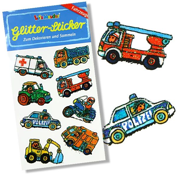 Glitzersticker Fahrzeuge, 1 Karte, Traktor, Krankenwagen, Feuerwehr... Glitzersticker Fahrzeuge, 1 Karte, Traktor, Krankenwagen, Feuerwehr... von Lutz Mauder