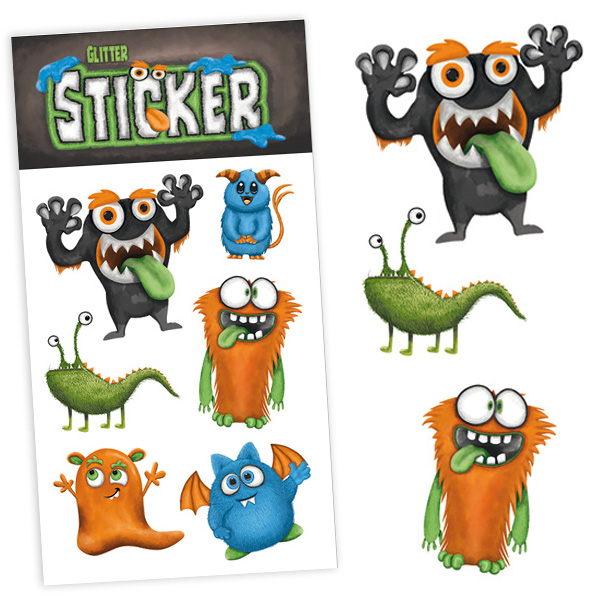 Glitzersticker Monster, coole Kinder-Sticker als Mitgebsel, 1 Karte Glitzersticker Monster, coole Kinder-Sticker als Mitgebsel, 1 Karte von Lutz Mauder