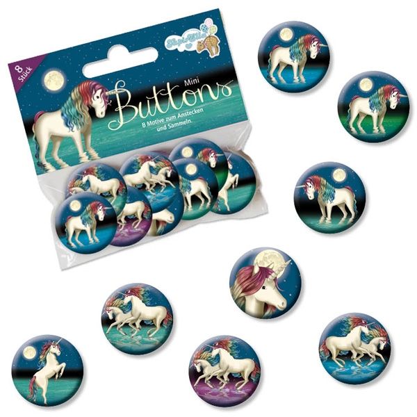 Lunabelle Mini Buttons, Einhorn-Anstecker für Mädchen im 8er Pack von Lutz Mauder