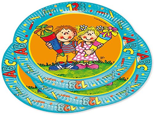 Lutz Mauder 8-teiliges Teller-Set * SCHULKINDER * für Schulstart-Feier oder Mottoparty // Einschulung Schule Schulbeginn Schule Kinder Geburtstag Party Pappteller Partyteller Plates Motto von Lutz Mauder