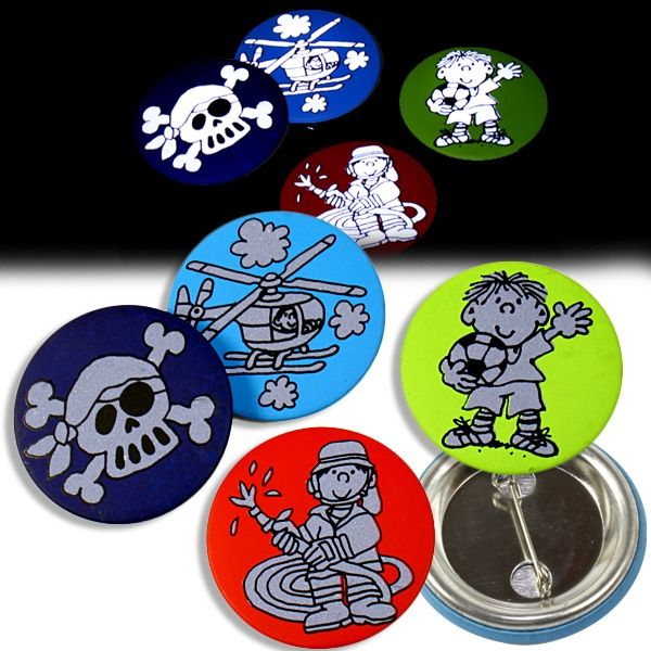 Reflektor-Buttons für Jungs, 4er Ansteckbuttons für Kleinkinder Reflektor-Buttons für Jungs, 4er Ansteckbuttons für Kleinkinder von Lutz Mauder
