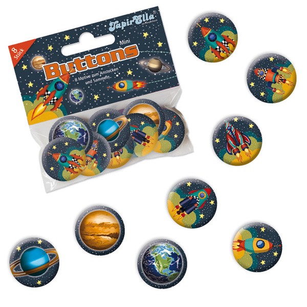 Weltraum Mini Buttons, 8 Stk Weltraum Mini Buttons, 8 Stk von Lutz Mauder