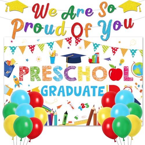 Luvart Klasse der 2025 Vorschulabschluss-Dekorationen, Abschluss-Party-Banner, Hintergrund-Luftballons, Dekoration, wir sind so stolz auf Sie, Congrats Grade Decor Supplies Luvart Klasse der 2025 Vorschulabschluss-Dekorationen, Abschluss-Party-Banner, Hintergrund-Luftballons, Dekoration, wir sind so stolz auf Sie, Congrats Grade Decor Supplies von Luvart