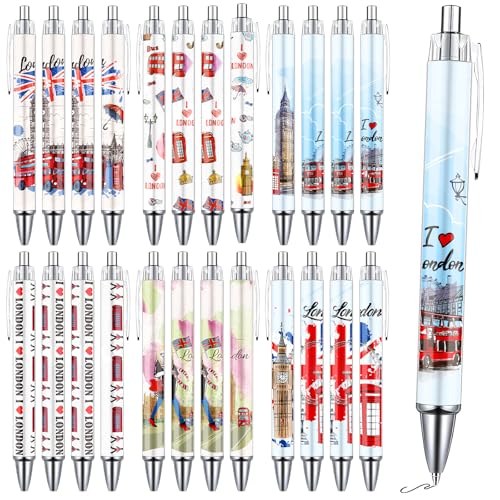Luvart London-Kugelschreiber-Set – 24-teiliges London-Souvenirs, Geschenke, britische Union Jack-Souvenirs, Geschenke aus Großbritannien, London, Reisebus-Soldat, einziehbarer Kugelschreiber für Büro, Luvart London-Kugelschreiber-Set – 24-teiliges London-Souvenirs, Geschenke, britische Union Jack-Souvenirs, Geschenke aus Großbritannien, London, Reisebus-Soldat, einziehbarer Kugelschreiber für Büro, von Luvart