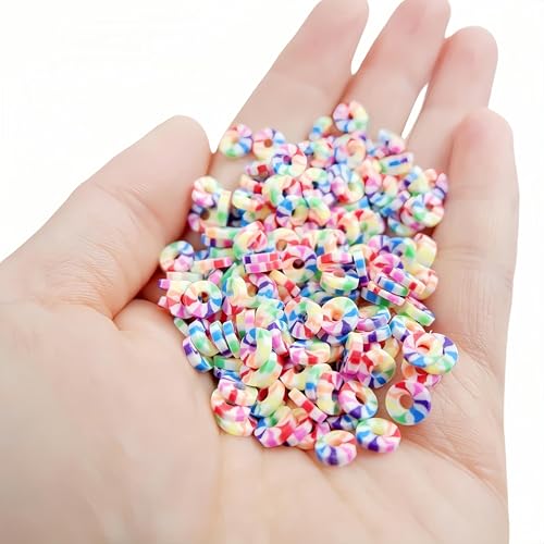 1150 Stück Ton-Regenbogen-Perlen, flache, runde Polymer-Ton-Abstandshalter für DIY-Schmuck, handgefertigte Heishi-Perlen, Bastelarbeiten, Armband, Halskette, Ohrring (4 Stränge, 6 mm) von Luvhua