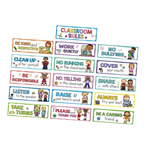 Luwecf 16Pcs Klassenzimmer Regeln Pädagogisches Poster Mittleren Hohen Schule Display Zeichen Luwecf 16Pcs Klassenzimmer Regeln Pädagogisches Poster Mittleren Hohen Schule Display Zeichen von Luwecf