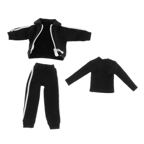 Luwecf 3 Stück Actionfigur Kleidung Als Freizeitanzug Und Sportkleidung für Puppen EIN Realistisch Genähtes Set mit Jacke Hose Und Shirt für 6 Zoll Männerfi, Schwarz Luwecf 3 Stück Actionfigur Kleidung Als Freizeitanzug Und Sportkleidung für Puppen EIN Realistisch Genähtes Set mit Jacke Hose Und Shirt für 6 Zoll Männerfi, Schwarz von Luwecf