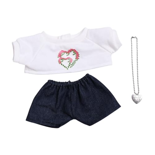Luwecf DREI Puppen Outfits mit T-Shirt und Hosen Halskette, Kleidung für 38 cm Puppen, Weiß Schwarz von Luwecf
