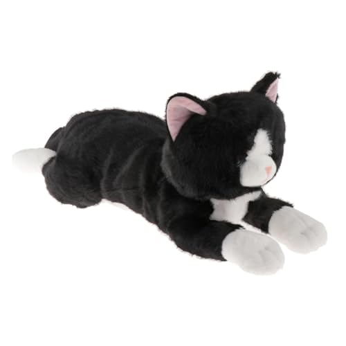 Luwecf Katzen Plüschtier Süßes Stofftier Lange Plüschpuppe Weiches Kuscheltier Tierpuppe Aus Gemütlichem Samtstoff für Kinder Und Erwachsene Als Dekoration, Schwarz von Luwecf