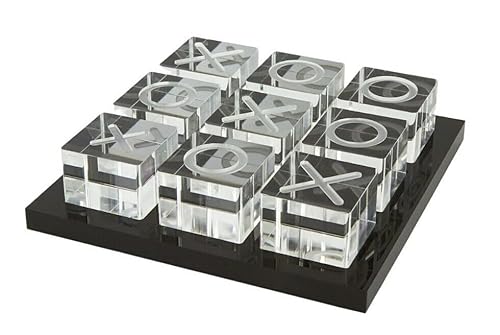 LuxLand Home Moderne Tic Tac Toe für Heimdekoration, Acryl, XO mit schwarzer Basis, dekorative Tic Tac Toe, Tischdekoration, Couchtischdekoration, X/O-Board (Clear XO, schwarze Basis) von LuxLand Home