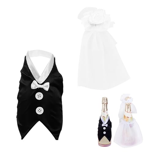 Elegante Hochzeits-Dekoration für Sektgläser - 2er Set Braut und Bräutigam Dekoration, Perfekt für Hochzeitsfeier, Glanzvolle Sektgläser Deko für Brautpaar von LuxStellar