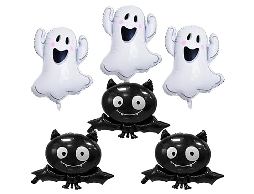 Halloween Luftballons 6 Stück – Geister Fledermaus Ballons – Folienballon Geister Deko und Fledermaus Deko für Halloween Feier, Kindergeburtstag und Hallo ween Dekoration von LuxStellar