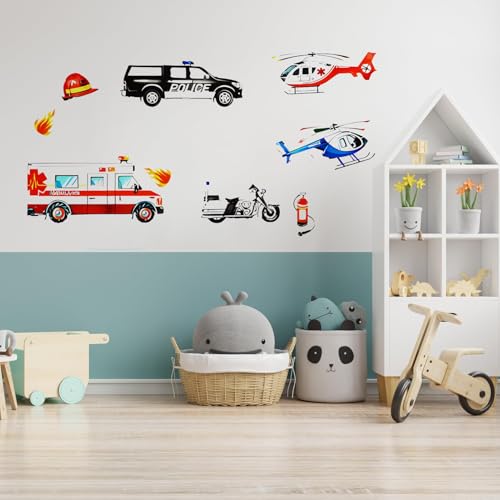 Wandtattoo Kinderzimmer Junge, 4 Stück Tapete Kinderzimmer Jungen mit Feuerwehr Sticker – Lustige Fahrzeug Motive Aus PVC 30x20 cm für Jungs und Mädchen Wandtattoo Kinderzimmer Junge, 4 Stück Tapete Kinderzimmer Jungen mit Feuerwehr Sticker – Lustige Fahrzeug Motive Aus PVC 30x20 cm für Jungs und Mädchen von LuxStellar