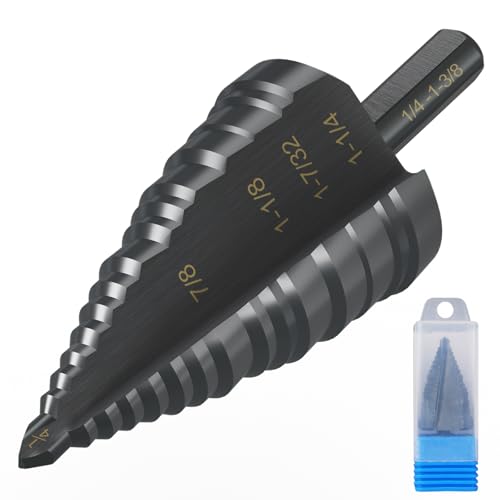 Stufenbohrer, 1/4 bis 1-3/8 Zoll, geriffelt, doppelt gerillt, M2 Hochgeschwindigkeitsstahlbohrer von Luxbaro