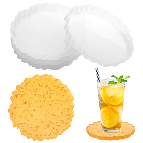 Luxeu Silikonformen Gießformen, 4 Stück Gießformen Silikon, Silikonform Untersetzer, Epoxidharz Formen, Resin Formen für Heimdekoration, DIY Basteln, Epoxidharz Zubehör von Luxeu