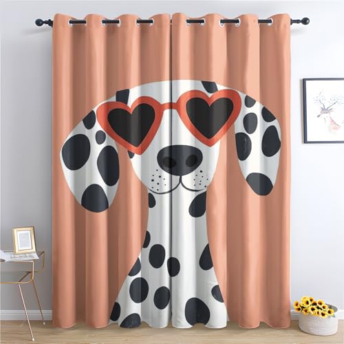 Luxfieo Dalmatiner Vorhänge Süße Cartoon Hund Vorhang Blickdicht Gardinen Verdunklungsvorhänge mit Ösen Thermovorhang für Wohnzimmer Schlafzimmer Kinderzimmer Fenster Deko 2er Set H 137 x B 117 cm T#3 von Luxfieo