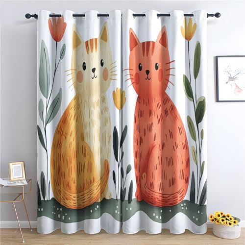 Luxfieo Katze Vorhänge Süße Cartoon Kätzchen Vorhang Blickdicht Gardinen Verdunklungsvorhänge mit Ösen Thermovorhang für Wohnzimmer Schlafzimmer Kinderzimmer Fenster Deko 2er Set H 200 x B 140 cm T#37 Luxfieo Katze Vorhänge Süße Cartoon Kätzchen Vorhang Blickdicht Gardinen Verdunklungsvorhänge mit Ösen Thermovorhang für Wohnzimmer Schlafzimmer Kinderzimmer Fenster Deko 2er Set H 200 x B 140 cm T#37 von Luxfieo
