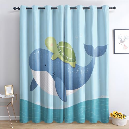 Luxfieo Meerestiere Vorhänge Kinder Süße Cartoon Wal Schildkröte Vorhang Blickdicht Gardinen 166 cm Hoch Verdunklungsvorhänge mit Ösen Thermovorhang für Wohnzimmer Schlafzimmer Fenster Deko 2er Set T# Luxfieo Meerestiere Vorhänge Kinder Süße Cartoon Wal Schildkröte Vorhang Blickdicht Gardinen 166 cm Hoch Verdunklungsvorhänge mit Ösen Thermovorhang für Wohnzimmer Schlafzimmer Fenster Deko 2er Set T# von Luxfieo
