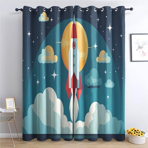 Luxfieo Rakete Vorhänge Kinder Jungen Weltraum Sternenhimmel Vorhang Blickdicht Gardinen 160 cm Lang Verdunklungsvorhänge mit Ösen Thermovorhang für Wohnzimmer Schlafzimmer Fenster Deko 2er Set T#465 Luxfieo Rakete Vorhänge Kinder Jungen Weltraum Sternenhimmel Vorhang Blickdicht Gardinen 160 cm Lang Verdunklungsvorhänge mit Ösen Thermovorhang für Wohnzimmer Schlafzimmer Fenster Deko 2er Set T#465 von Luxfieo