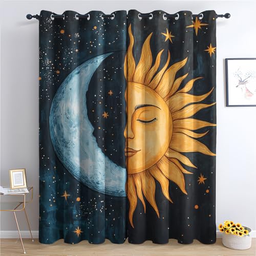 Luxfieo Sonne Mond Vorhänge Aesthetic Celestial Sterne Vorhang Blickdicht Gardinen 175 cm Hoch Verdunklungsvorhänge mit Ösen Thermovorhang für Wohnzimmer Schlafzimmer Kinderzimmer Fenster Deko 2er Set Luxfieo Sonne Mond Vorhänge Aesthetic Celestial Sterne Vorhang Blickdicht Gardinen 175 cm Hoch Verdunklungsvorhänge mit Ösen Thermovorhang für Wohnzimmer Schlafzimmer Kinderzimmer Fenster Deko 2er Set von Luxfieo