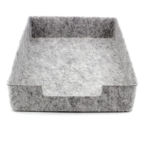 LUXflair Filz Dokumentenablage DIN A4, Größe: 33,5x24,5x7cm, Graumeliert, stapelbares Design, abwischbare Oberfläche. Briefablage, Schreibtisch Organizer für Büro & Zuhause von Luxflair