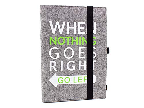 Luxflair Edles Filz Notizbuch in graumeliert, Flock-Aufdruck When nothing goes right go left, A5 kariert 50 Seiten Notizblock, edler Einband oder Umschlag als Hefteinband oder Hülle geeignet Luxflair Edles Filz Notizbuch in graumeliert, Flock-Aufdruck When nothing goes right go left, A5 kariert 50 Seiten Notizblock, edler Einband oder Umschlag als Hefteinband oder Hülle geeignet von Luxflair