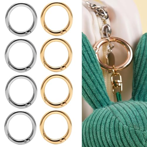 15 Stück Trigger Metall Frühling, O-Ringe Runde Karabiner Clip Snap, Trigger Frühling Schlüsselanhänger Schnalle für Tasche Handtasche Armband Handwerk Schmuck Herstellung (Silber, Gold) von Luxiremi
