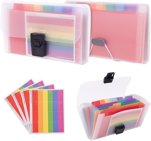 2 Pack Flash Kartenhalter Regenbogen 13 Taschen A6 Akkordon Datei Organisator für Karten, Gutscheine, Quittung, Steuerartikel, Mini-Ticket erweiternde Ordner, erweiterbarer tragbarer Ordner von Luxiremi