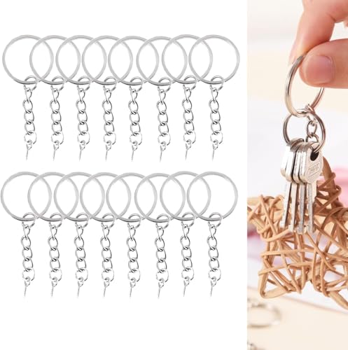 20Pcs Split Keyring mit Kette, Schlüsselring Rohlinge, Metall Schlüsselanhänger Ringe, Schlüsselring Reifen mit Jump Rings und Schraube Eye Pins, DIY Schlüsselanhänger Making Kit von Luxiremi