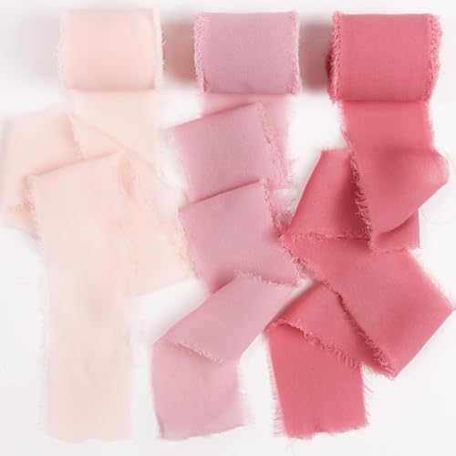 3 Rollen Chiffon Band (rosa Serie), Blumen-Wrapping Band Set für Sträuße Hochzeitsgeschenk Wrapping DIY Handwerk Chiffon Rollen von Luxiremi