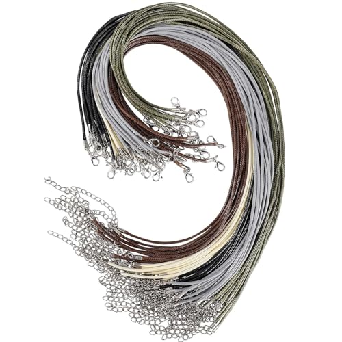 30 Stück gewachsene Halskette Schnur, verstellbare Halskette Schnur Halskette String, 1,5 mm gewachsene Halskette Schnur mit Hummer Verschluss für DIY Armband Schmuck Herstellung Weihnachtsketten 30 Stück gewachsene Halskette Schnur, verstellbare Halskette Schnur Halskette String, 1,5 mm gewachsene Halskette Schnur mit Hummer Verschluss für DIY Armband Schmuck Herstellung Weihnachtsketten von Luxiremi