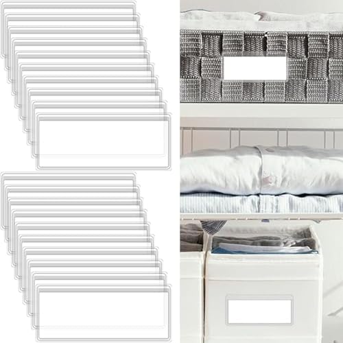 30 Stück selbstklebende Etikettenhalter, Klebeetikettentaschen mit leerer Karteikarte 3*1,3 IN klare Klebetaschen Aufbewahrungsbehälter mit Namensetiketten für Regale, Briefkästen, Ordner, Schubladen, von Luxiremi