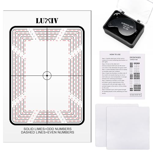Luxiv Karten-Zentrierwerkzeug-Set, Kartenzentrierwerkzeug mit 30-facher Vergrößerung, 2 Reinigungstücher, Zentrierführung, Mittelausrüstung (abgerundete Ecken) von Luxiv