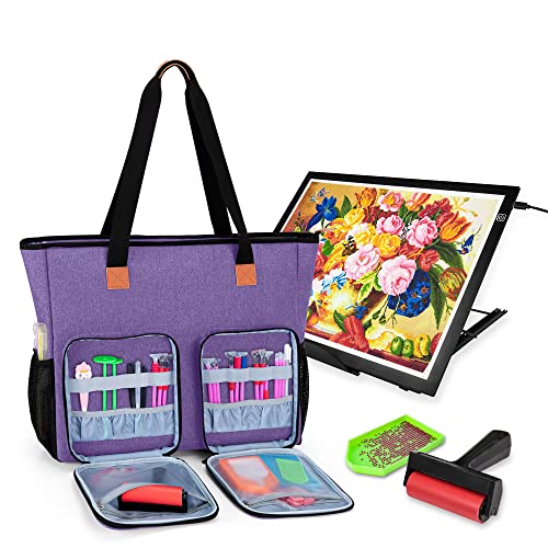 Luxja Diamond Painting Tragetasche, Malerei Aufbewahrungstasche für Licht Pad A3 LED, Leuchtkästen Tasche Organizer für Leuchttisch und Diamond Painting Zubehör, Lila Luxja Diamond Painting Tragetasche, Malerei Aufbewahrungstasche für Licht Pad A3 LED, Leuchtkästen Tasche Organizer für Leuchttisch und Diamond Painting Zubehör, Lila von Luxja