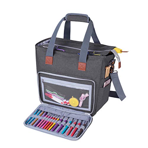 Luxja Stricktasche mit Schultergurt, Garn Tasche, Handarbeitstasche Aufbewahrung für Wolle, Projekte, Stricknadeln, Häkelnadeln und andere Zubehörs, Grau Luxja Stricktasche mit Schultergurt, Garn Tasche, Handarbeitstasche Aufbewahrung für Wolle, Projekte, Stricknadeln, Häkelnadeln und andere Zubehörs, Grau von Luxja