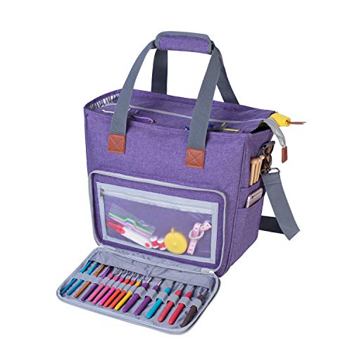 Luxja Stricktasche mit Schultergurt, Garn Tasche, Handarbeitstasche Aufbewahrung für Wolle, Projekte, Stricknadeln, Häkelnadeln und andere Zubehörs, Lila Luxja Stricktasche mit Schultergurt, Garn Tasche, Handarbeitstasche Aufbewahrung für Wolle, Projekte, Stricknadeln, Häkelnadeln und andere Zubehörs, Lila von Luxja