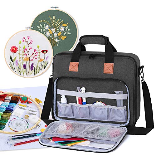 Luxja Tasche für Stickerei Set, Kreuzstich Zubehör Tasche, Stickerei Tasche für Stickrahmen, Farbfäden, Stickgarn und andere Stickerei kit, Schwarz Luxja Tasche für Stickerei Set, Kreuzstich Zubehör Tasche, Stickerei Tasche für Stickrahmen, Farbfäden, Stickgarn und andere Stickerei kit, Schwarz von Luxja