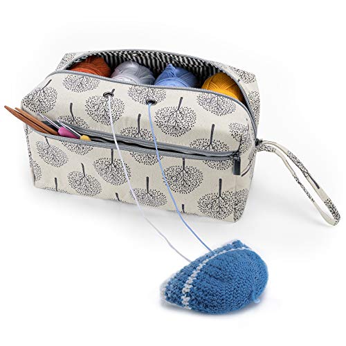 Luxja Tasche für Wolle, Handarbeitstasche Häkeln, Stricken tasche für Garn Stränge, Häkelnadeln, Stricknadeln (bis 10 Zoll) und Andere Kleines Zubehör von Luxja