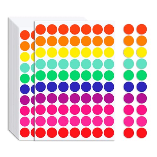 1400 Stück 20mm Klebepunkte Bunt in 10 Farben, Runde Aufkleber Sticker, Farbige Markierungspunkte Etiketten Selbstklebend, Perfekt für Kalender, Schule, Büro & Organisation von Luxoraiova